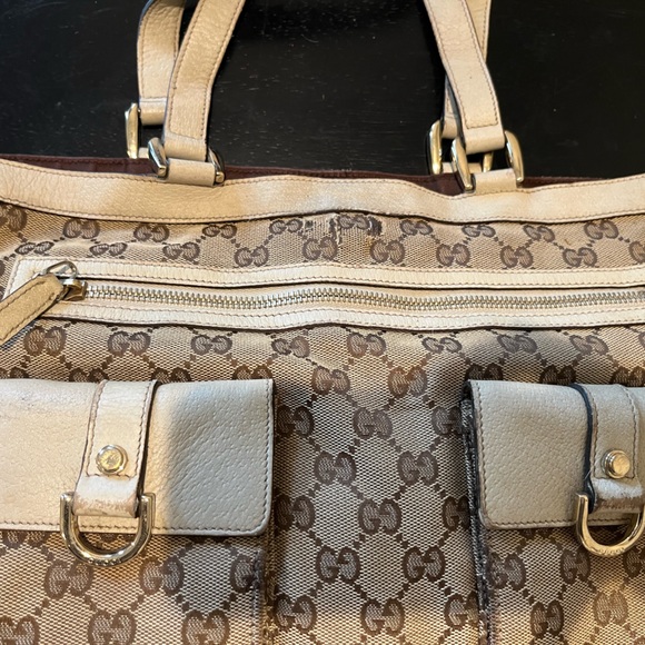 Gucci Brown Brooklyn Gg Canvas Hobo Buckle Shoulder Bag Y2k Gold Cream Monogram - Picture 5 of 13